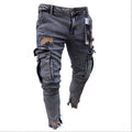 Cargo Hole Denim Jeans Men pant slim fitted