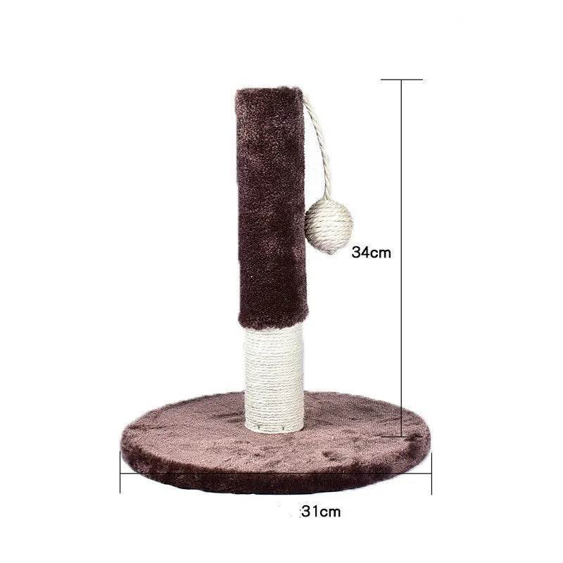 Cat Scratching Post with Platform & Hanging Toy – Multi Level Cat Tree Scratcher with Plush Bed