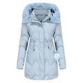 Autumn Winter Fur Collar cotton padded long winter jacket for women