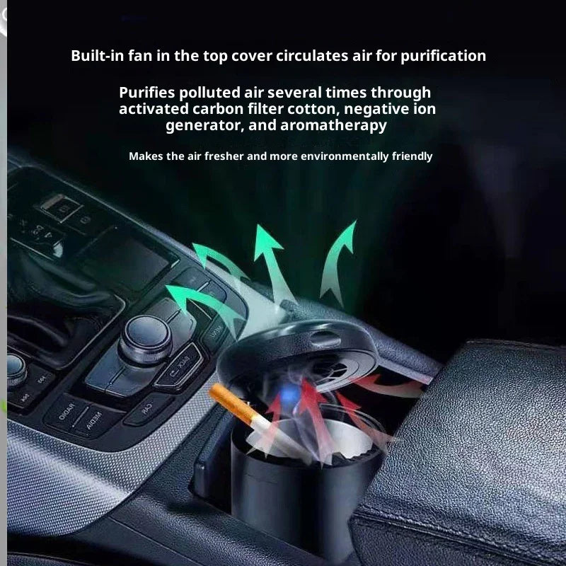 Smokeless Ashtray Air Purifier – Aluminum Alloy Rechargeable Design for Car, Home & Office