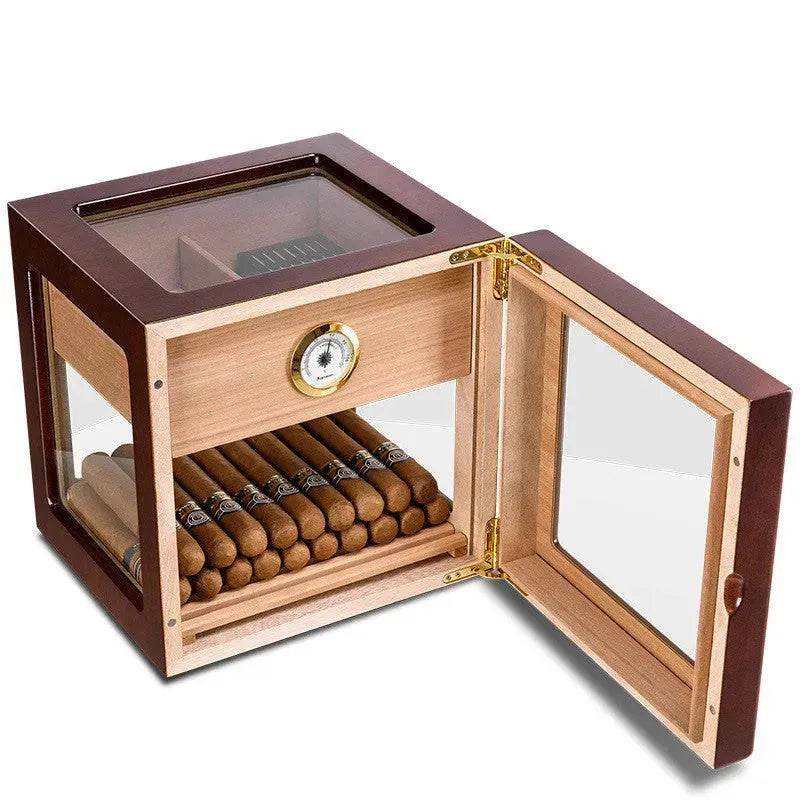 Luxury Cedar Wood Cigar Humidor Box, Lacquer Finish, 100-150 Cigar Capacity