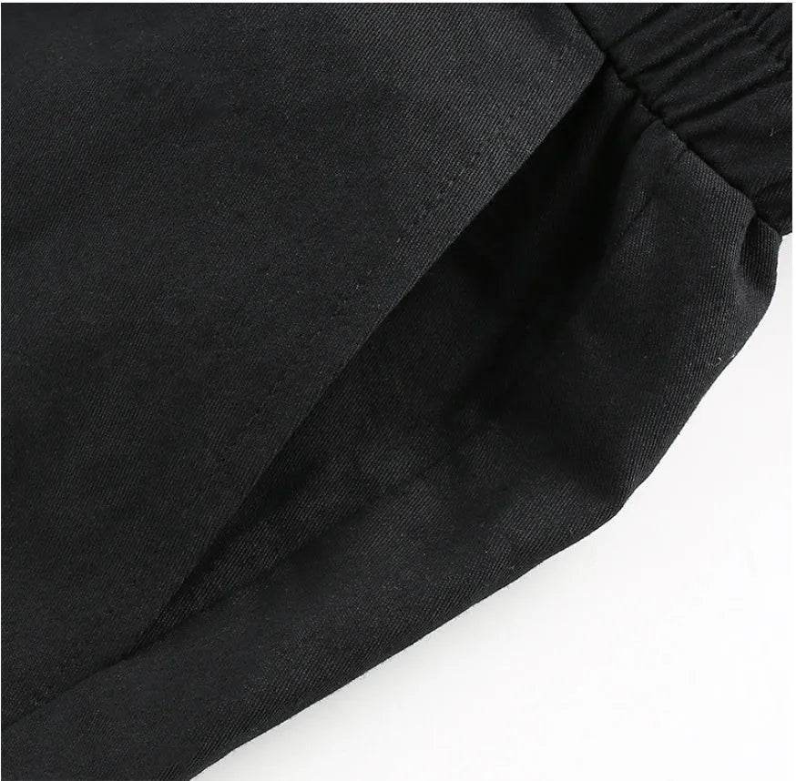 White Stripe Cargo Pants Women Trousers Pockets Patchwork Contrast Color High Waist Pants Hip Hop Capris