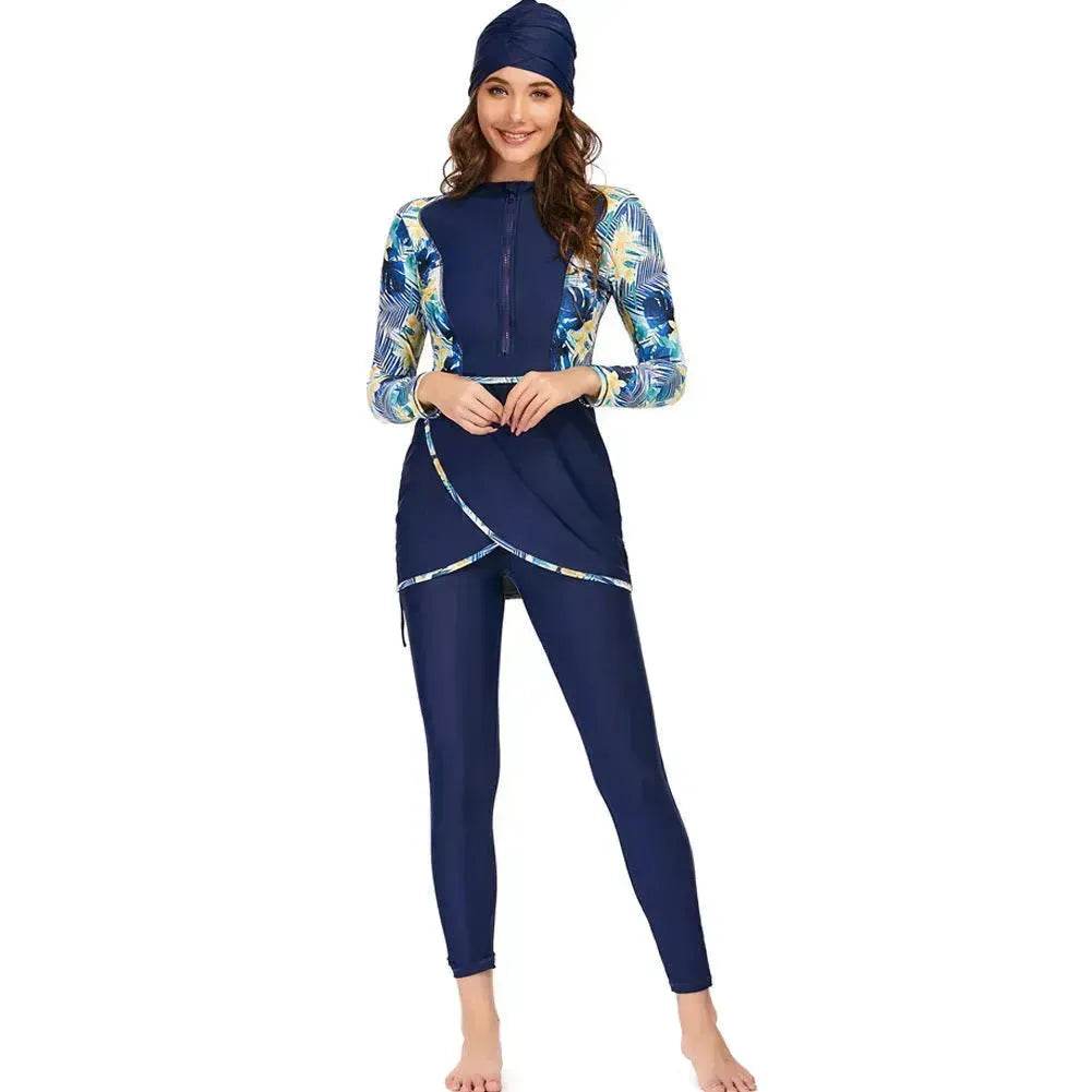 ArabSwimsuit Long-sleeved Trousers Three-piece Set Conservative Sun Protection With Chest Pad