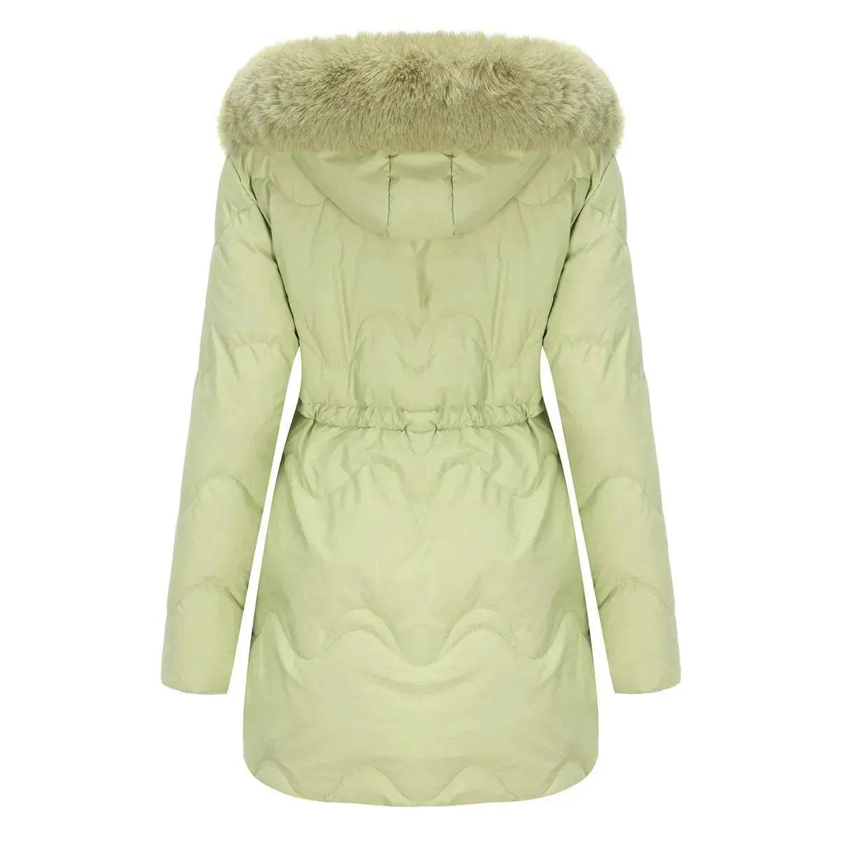 Autumn Winter Fur Collar cotton padded long winter jacket for women