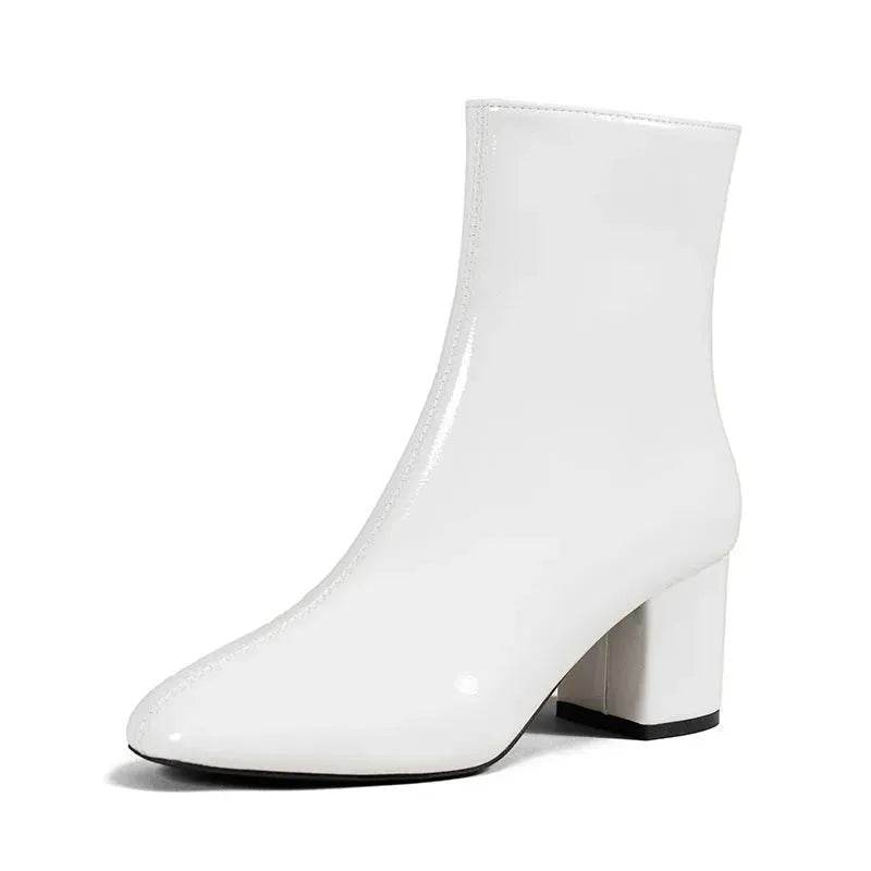 Winter Chunky Heel Pointed Toe Boots With Side Zipper Fashion Mid-calf Boot For Women Shoes