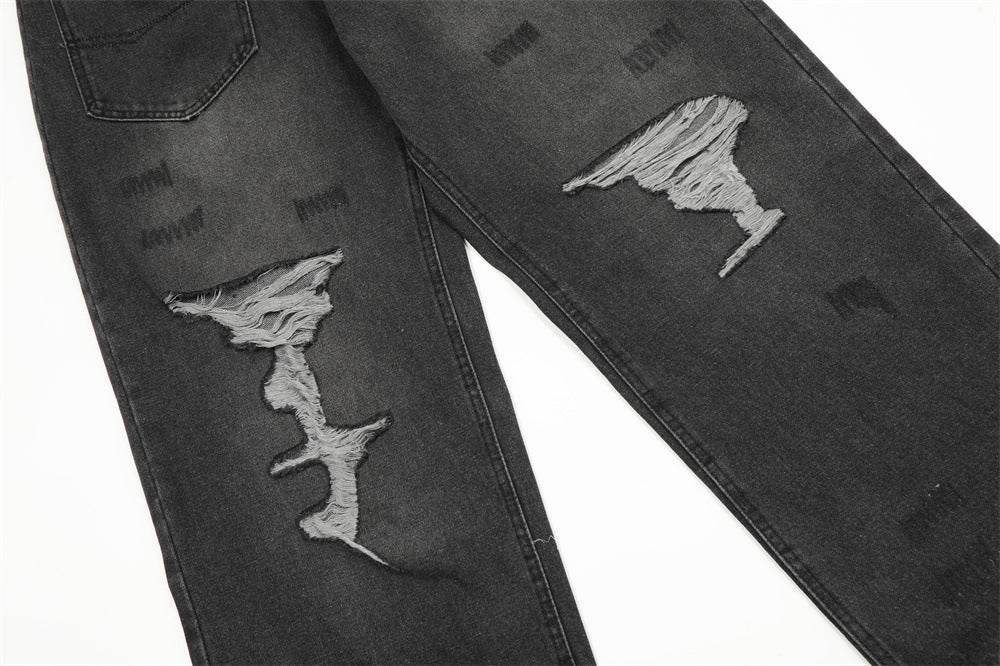 Pocket Design Loose Denim Straight-leg Trousers Men Jeans