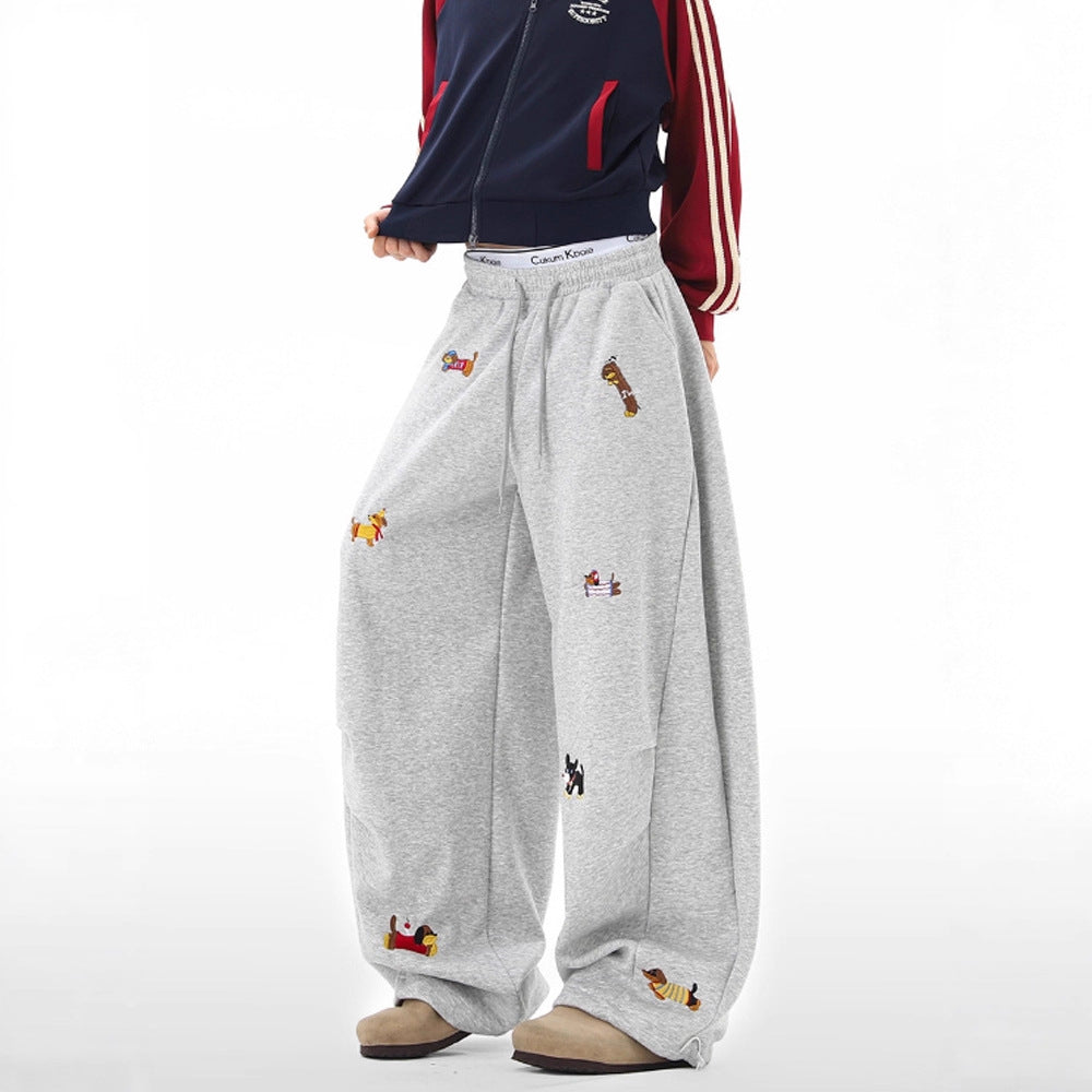 Dachshund Embroidered Sweatpants – Men's Loose Casual Joggers