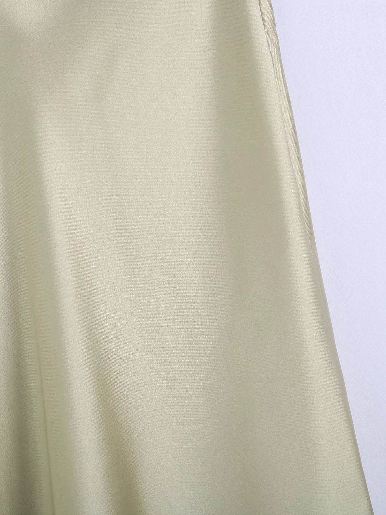 High Waisted Midi Silk Satin Skirt