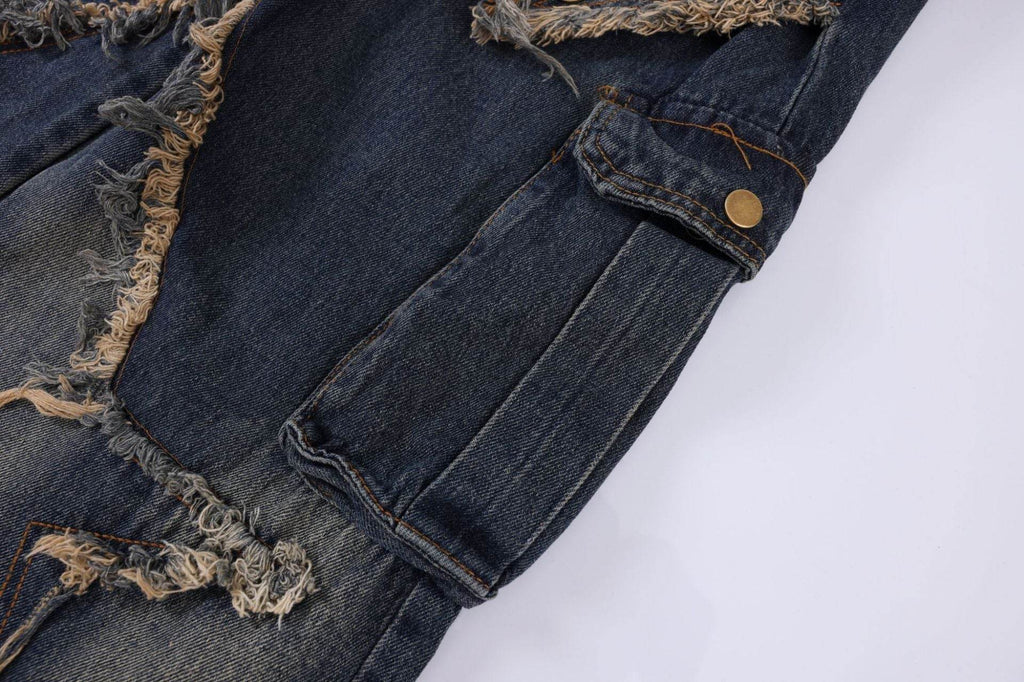 Distressed Denim Pant for women Oversized Streetstyle Patch Cargo Jeans Pant