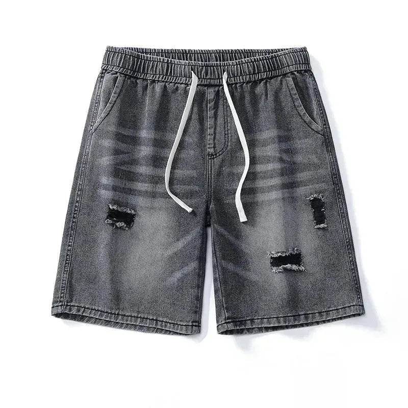 American Washed Make Old Ripped Denim Shorts Men Street Hip pop Fashion mens jean shorts