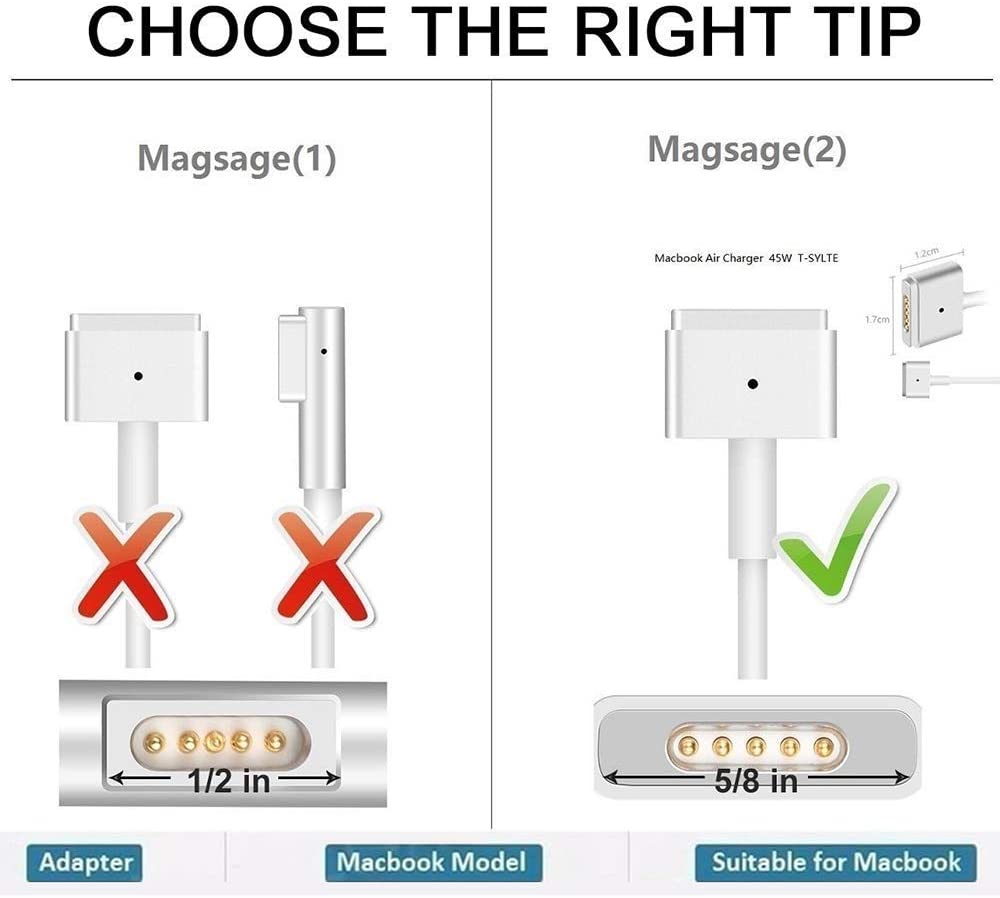 bftech mac pro charger 85w superior heat control power adapter magsafe 2 magnetic t-tip (a1424) laptop replacement for macbook pro 13/15 /17 inch