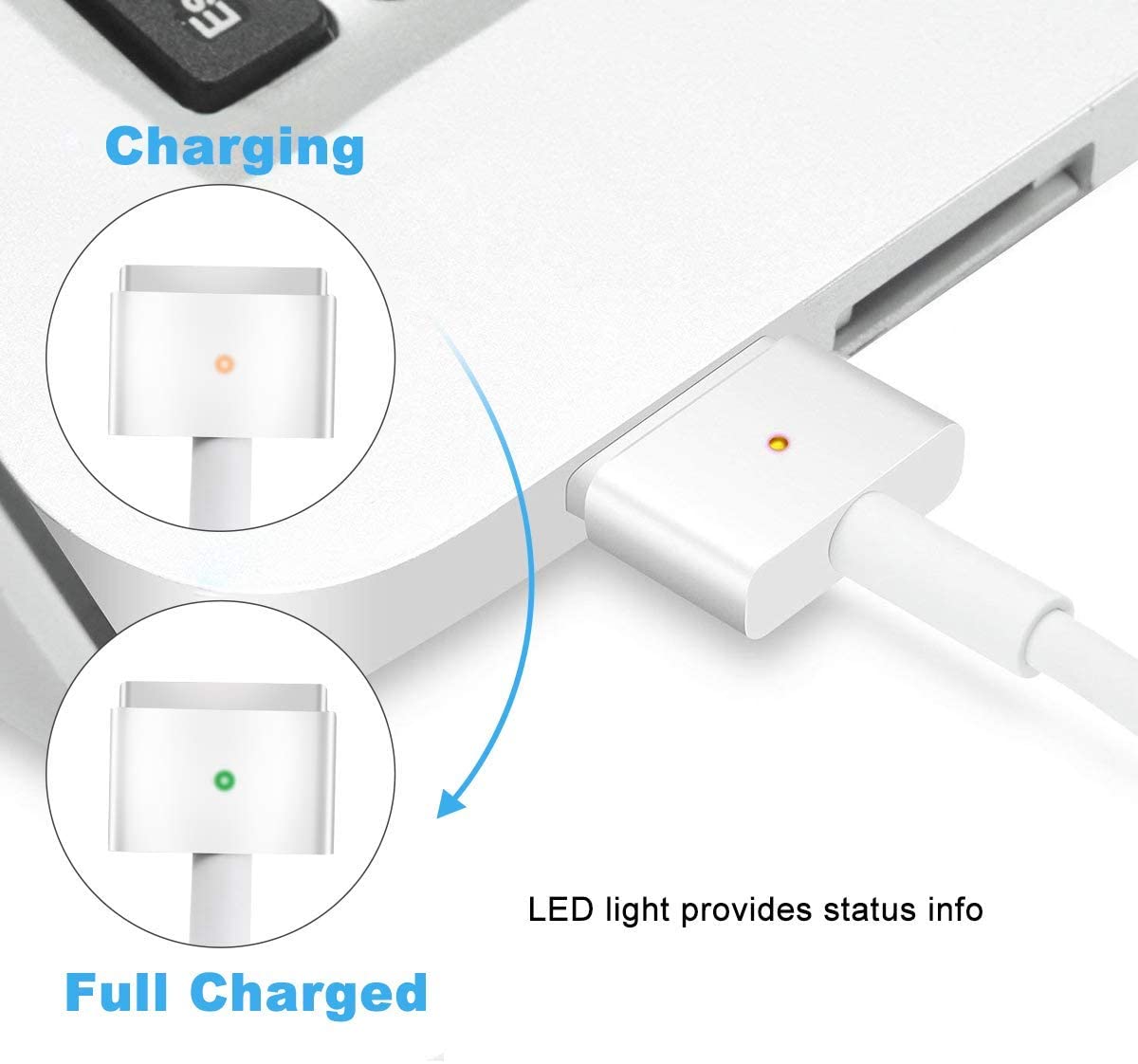 bftech mac pro charger 85w superior heat control power adapter magsafe 2 magnetic t-tip (a1424) laptop replacement for macbook pro 13/15 /17 inch