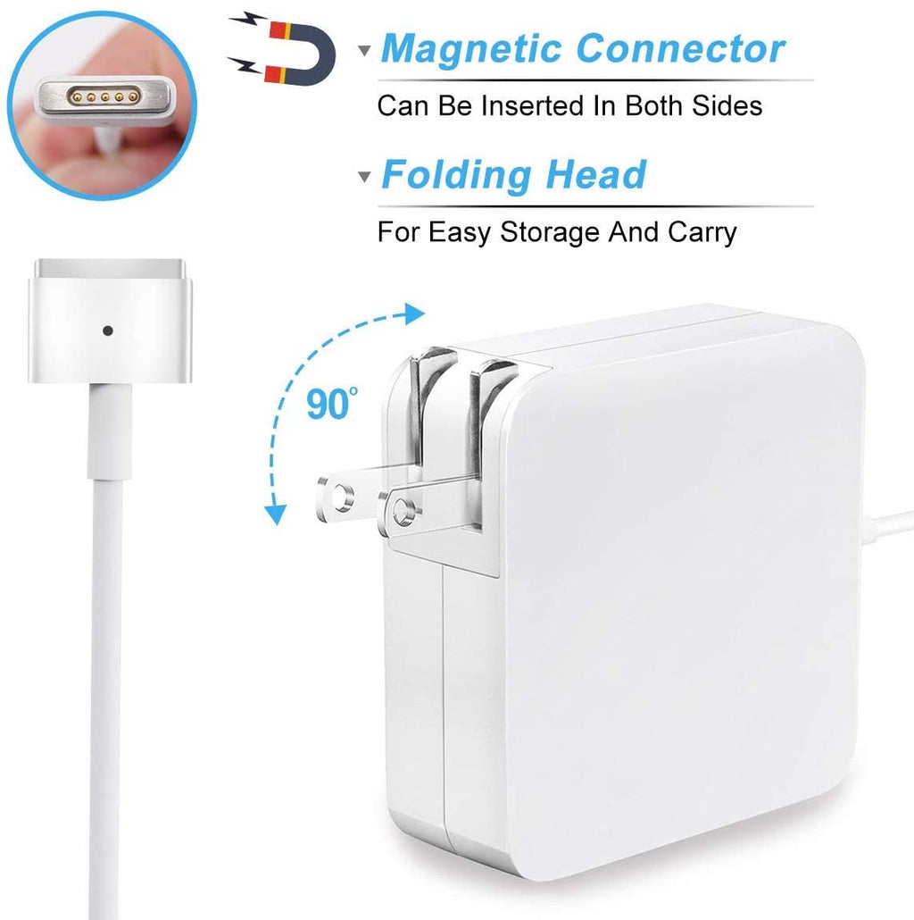 bftech mac pro charger 85w superior heat control power adapter magsafe 2 magnetic t-tip (a1424) laptop replacement for macbook pro 13/15 /17 inch