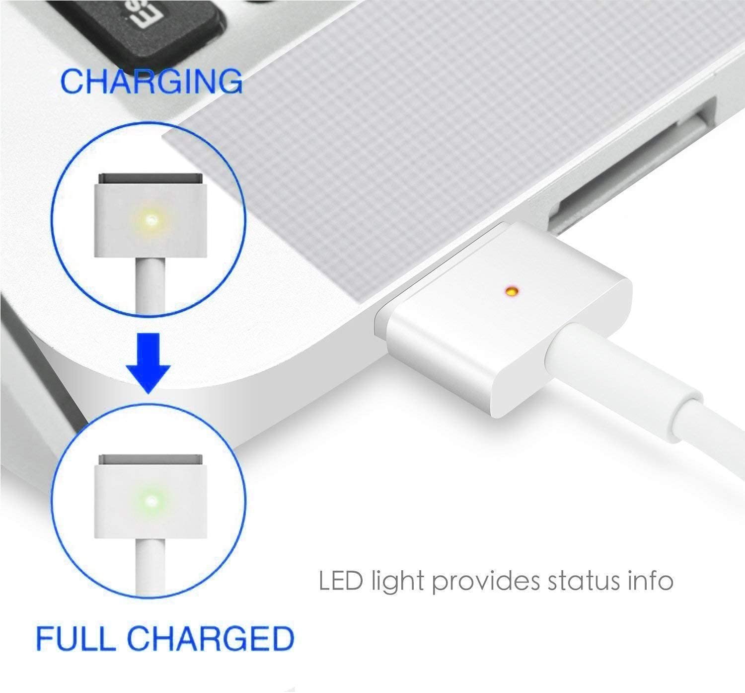 60w magsafe 2 t-tip ac replacement charger adapter compatible for mac book pro 2013 13 inch 16.5v 3.65a, mac book pro/air  (2012-2015)