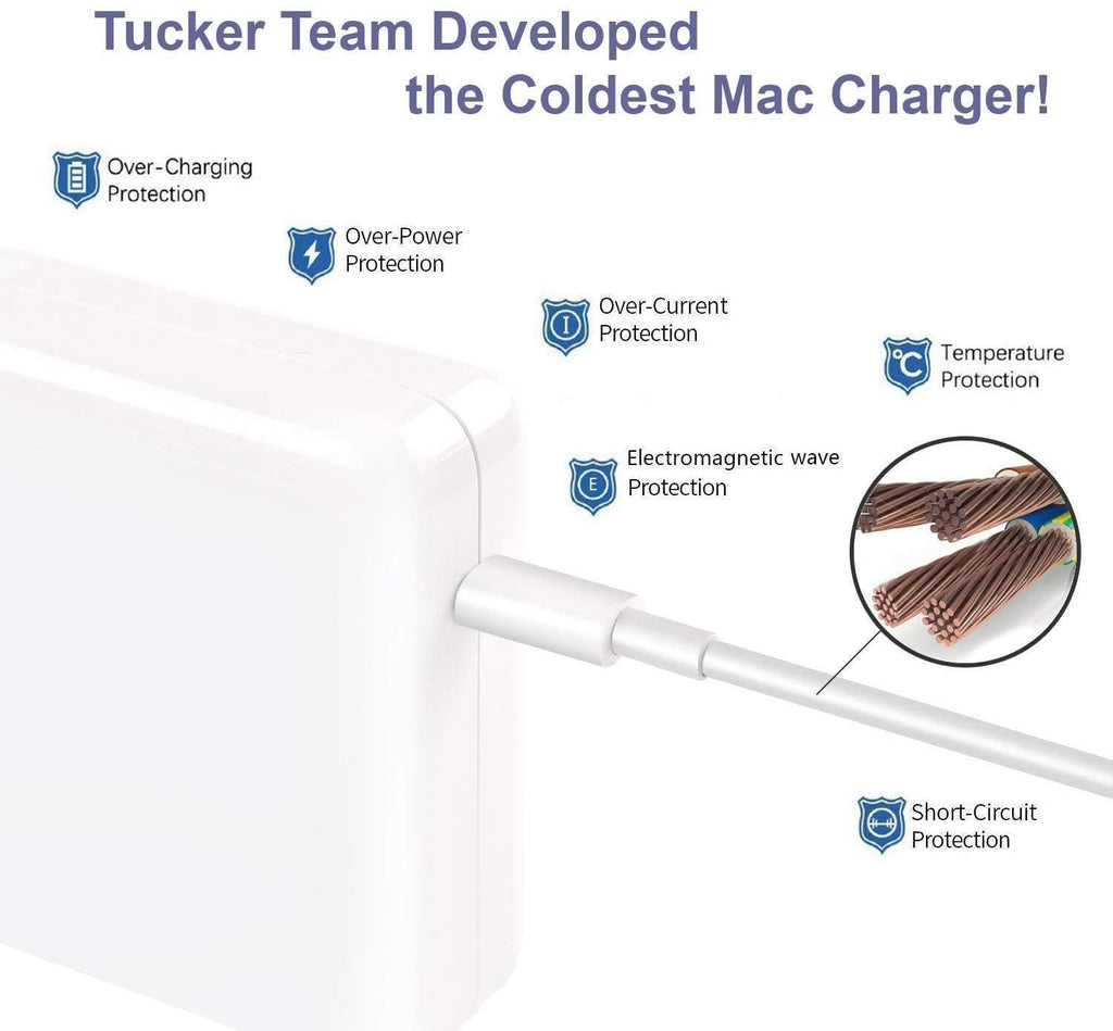 60w magsafe 2 t-tip ac replacement charger adapter compatible for mac book pro 2013 13 inch 16.5v 3.65a, mac book pro/air  (2012-2015)