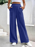 Women Middle-waisted Straight-leg Pants Loose Sports Pocket Casual Trousers