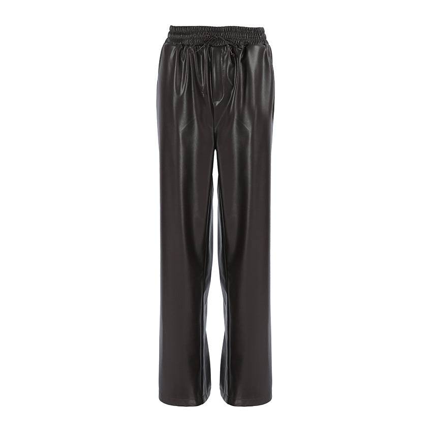 Casual Leather High-waisted Work Formal Trousers Pant women