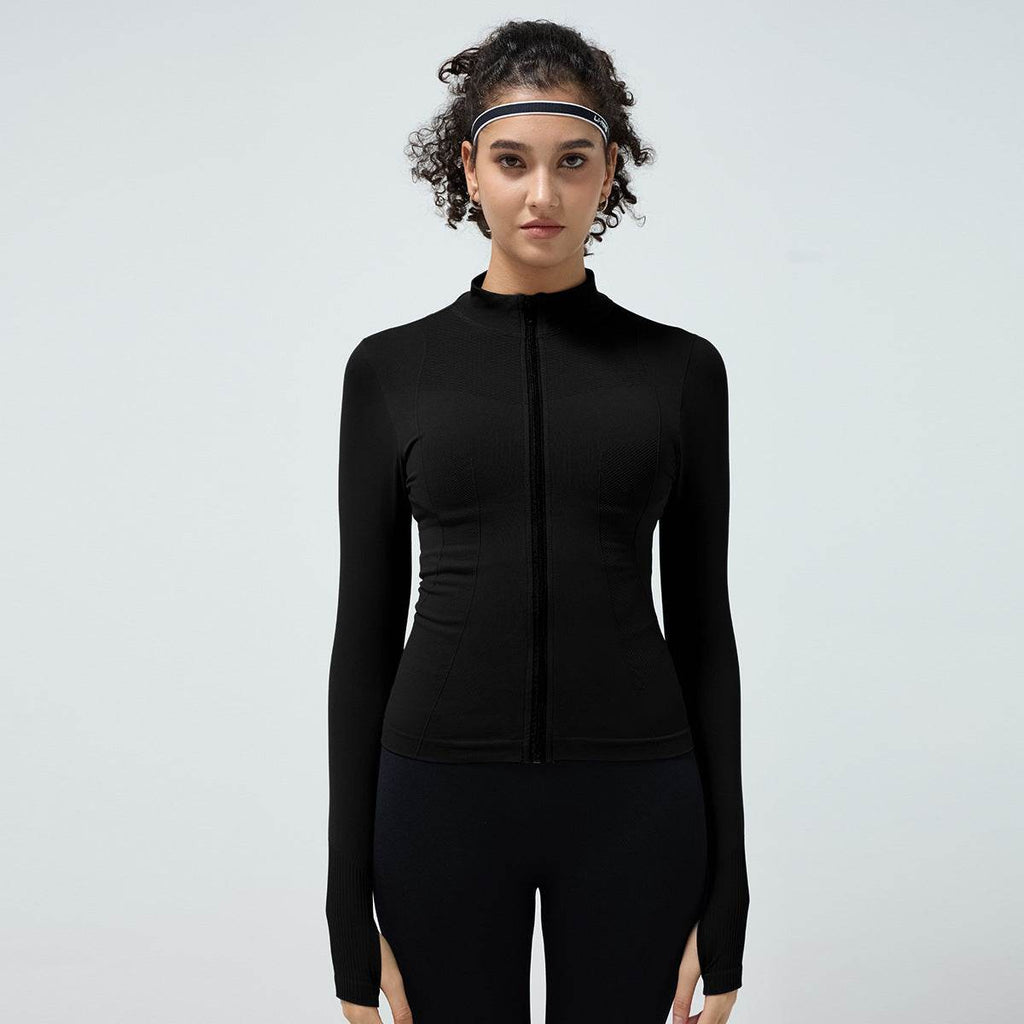 Long Sleeve Workout top for women Slim fit Athletics Sport Zip up Gym top