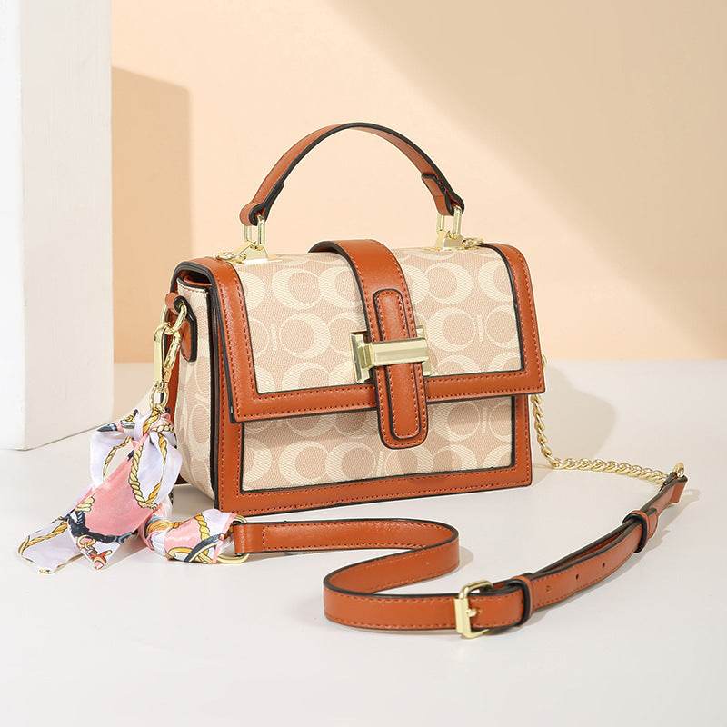 Vintage Printed PVC leather Shoulder Crossbody Bag for women