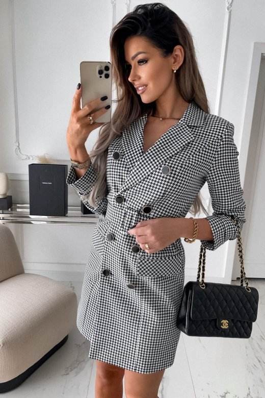 Fashion Printing Plaid mini  Blazer Dress Women