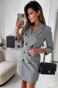 Fashion Printing Plaid mini  Blazer Dress Women