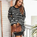 Oversized Autumn Winter Woolen Round neck Mini Sweater Dress