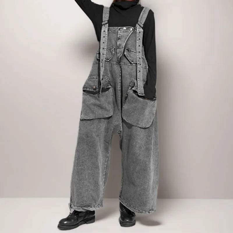 Personality Street Tooling Style Overall Baggy Jeans Pant Women
