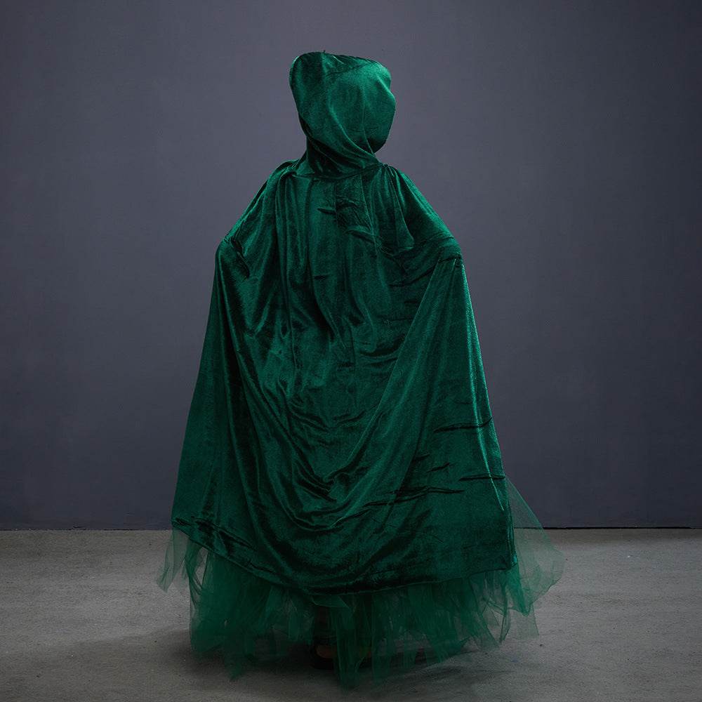Halloween Costume Witch Children Dress Cloak Broom Set