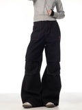 Contrasting Color Of Black And Red Workwear With Pocket Trousers