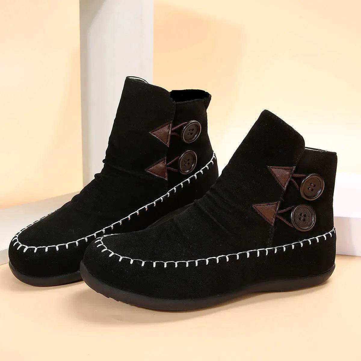 Button Design Ankle Boots For Women Autumn And Winter
