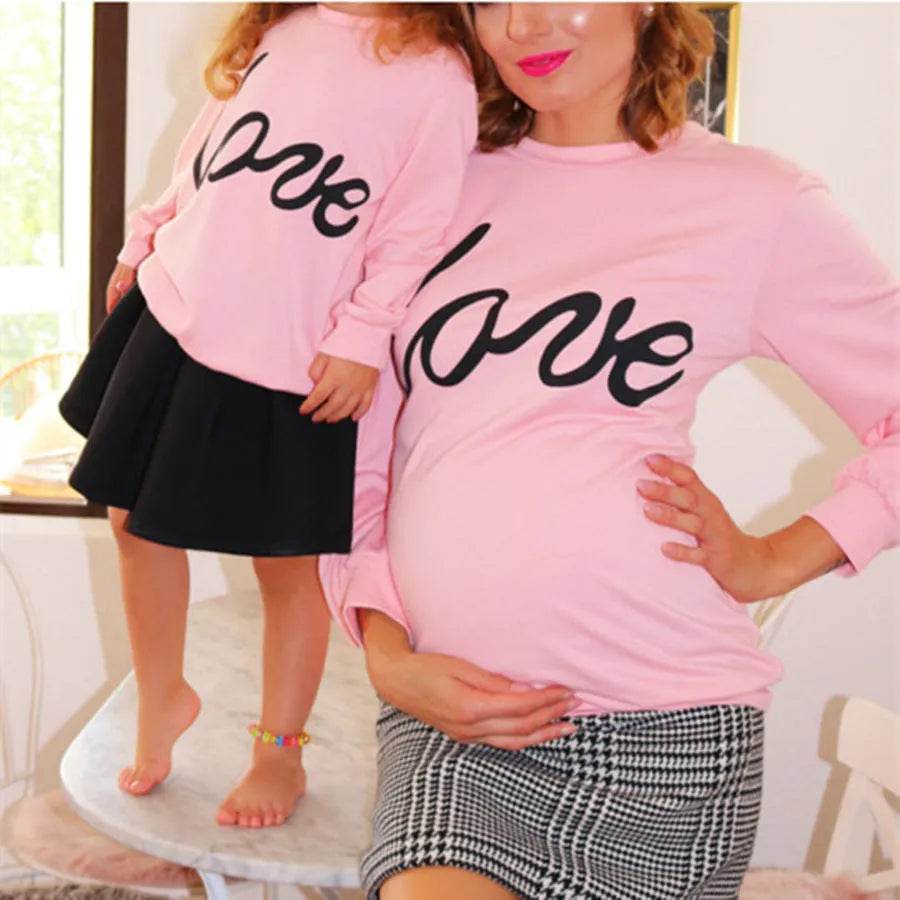 Women Maternity Sweatshirt Love Printed Parent-child Sweatshirt