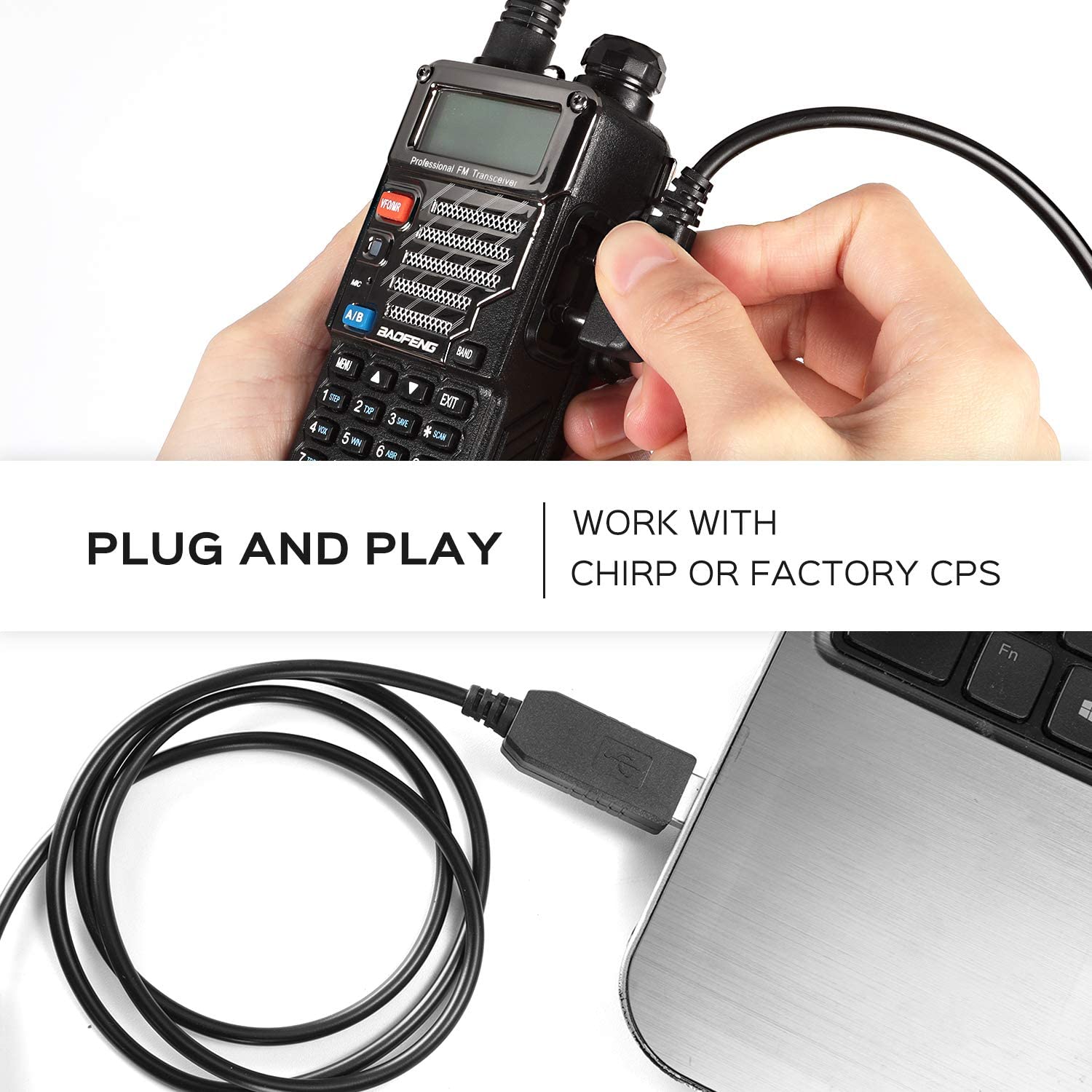BFTECH FTDI PC01 Genuine Usb programming cable dual pin for bftech, baofeng, kenwood, and anytone radio