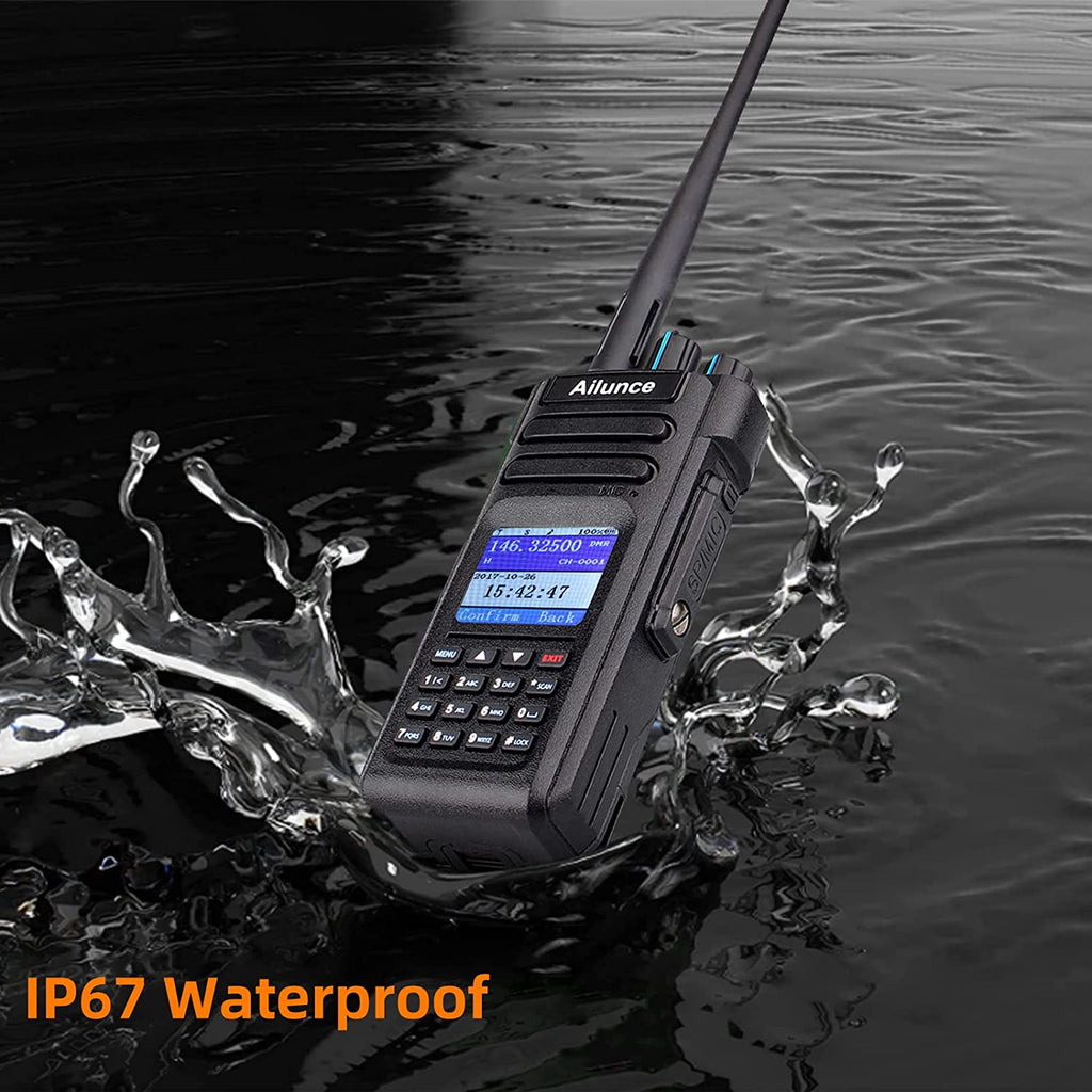 Ailunce hd1 dmr radio dual band, ip67 waterproof digital analog two way radio with usb programming cable