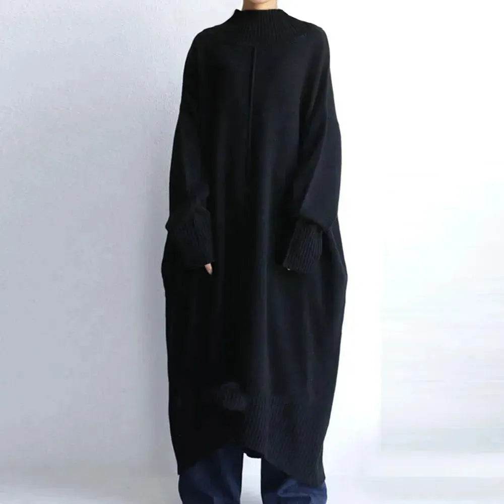 Loose Oversize Midi Turtleneck Winter  Sweater Dress
