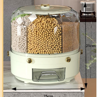 360° Rotating Rice & Grain Storage Container – Sealed Cereal Dispenser with Moisture-Proof Design