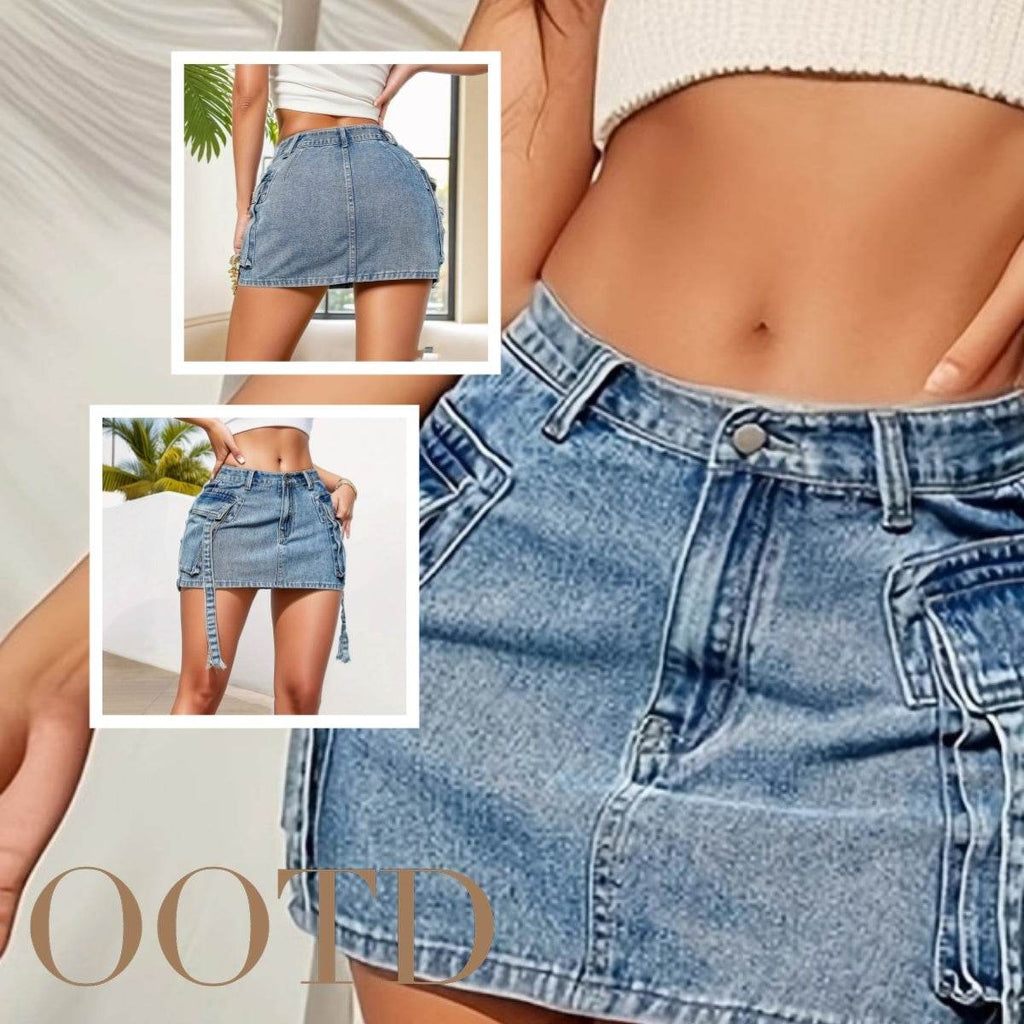 Women's Fashion Y2k Denim Mini Skirt Low Rise Cargo Pencil Short Jeans skirt  Vintage Girls Party Skirt Female Club Streetwear