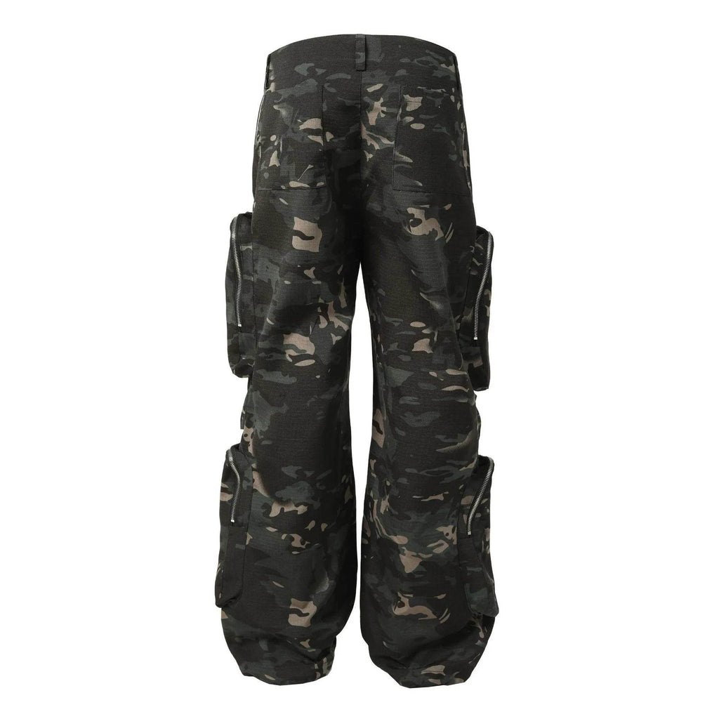 New American Jungle Camouflage Amekaji Multi-pocket Design Casual Wide-leg Workwear Cargo Trousers Pant