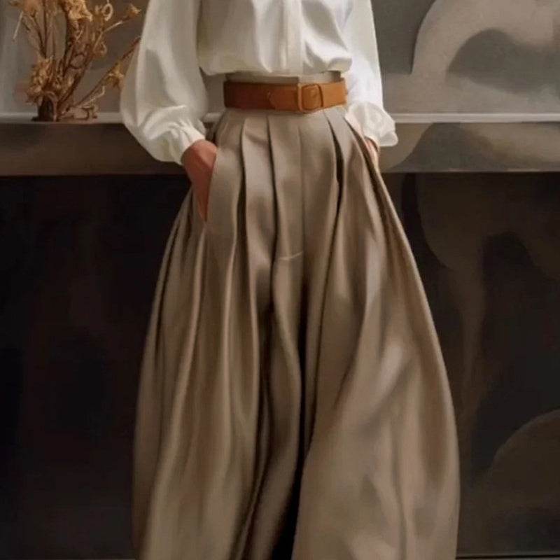 Loose Wide Leg Solid Color Casual Trousers Bottoms Palazzo Trousers