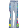 Women's Fashion Pattern Colorblock Bootcut Jeans