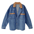 Plus Size Denim Jacket – Loose Fit Lapel Style in Denim Blue