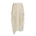 Fashionable Retro Trendy Irregular Midi Lace Skirt