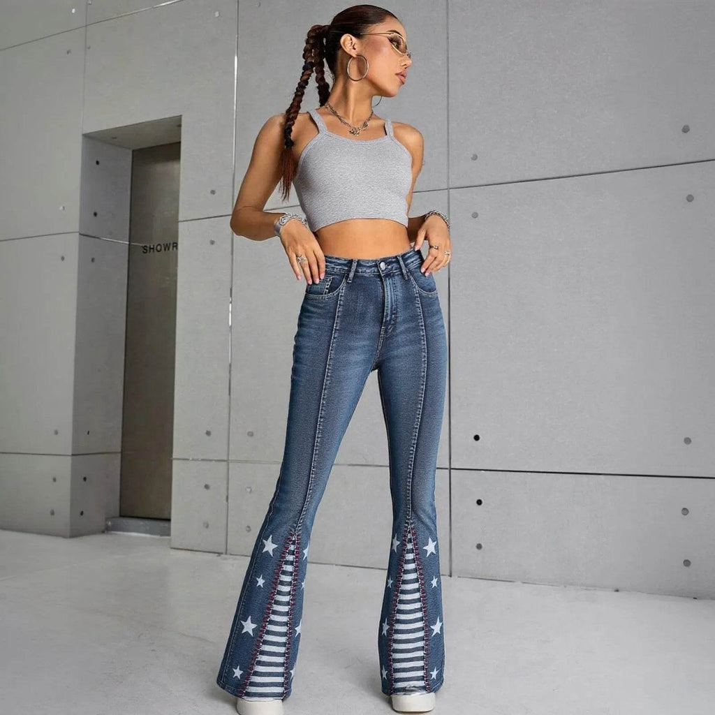 Bell Bottom Denim – Classic High Rise Flare Jeans for Women