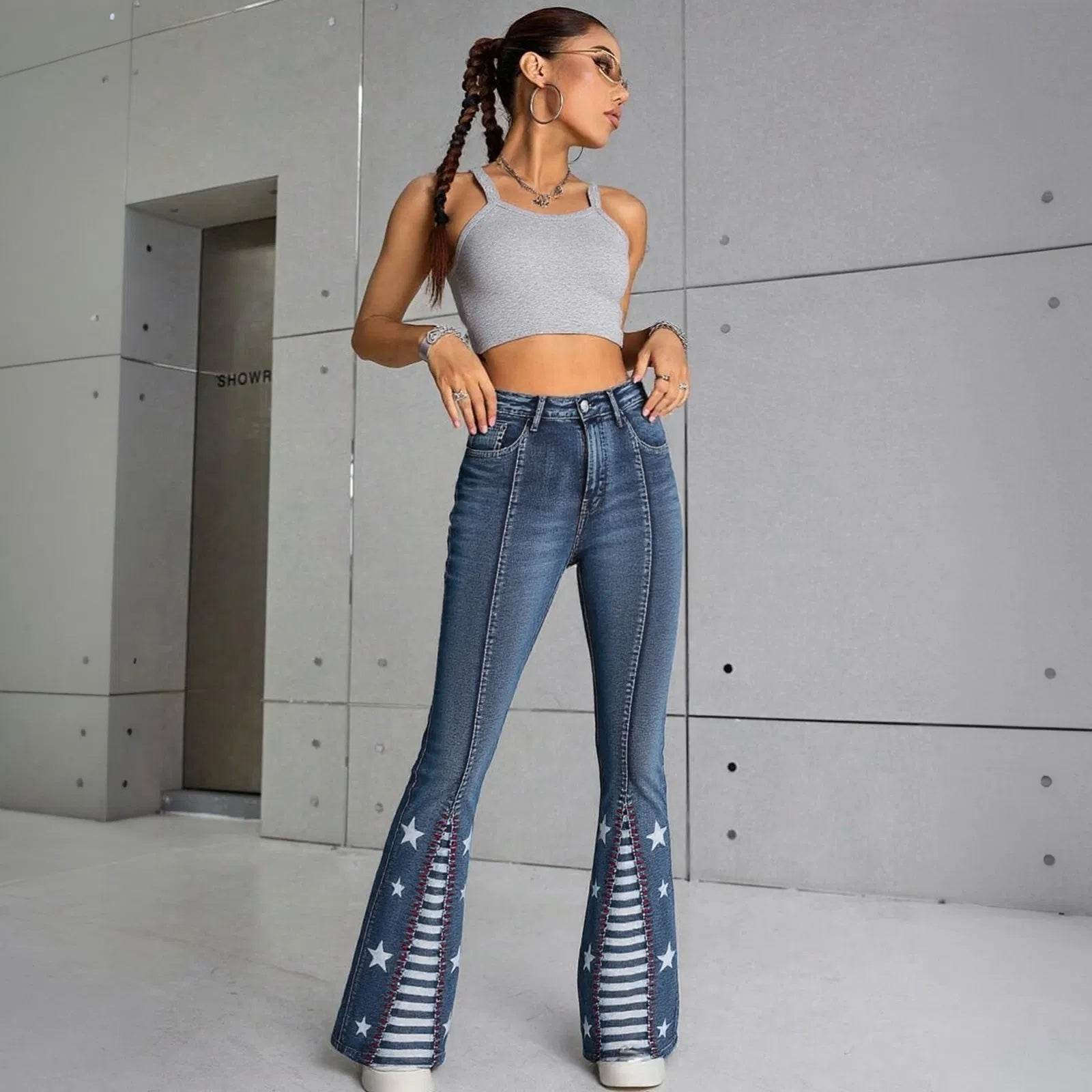 Bell Bottom Denim – Classic High Rise Flare Jeans for Women