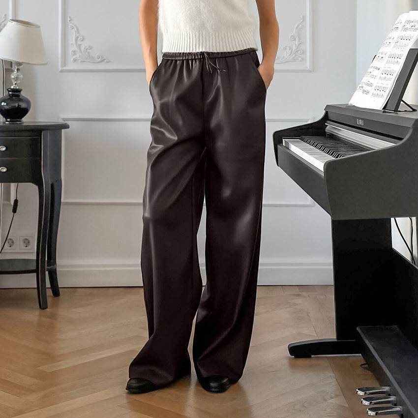 Casual Leather High-waisted Work Formal Trousers Pant women