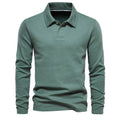 Fashion Plain Lapel Long-sleeved Polo Shirt Men's Casual Autumn Polo sweatshirt