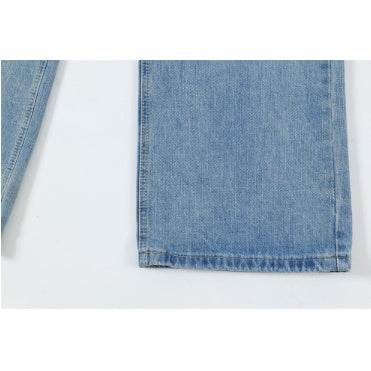 American Retro Wash Gradient Spray Painting Denim Trousers Men Jeans