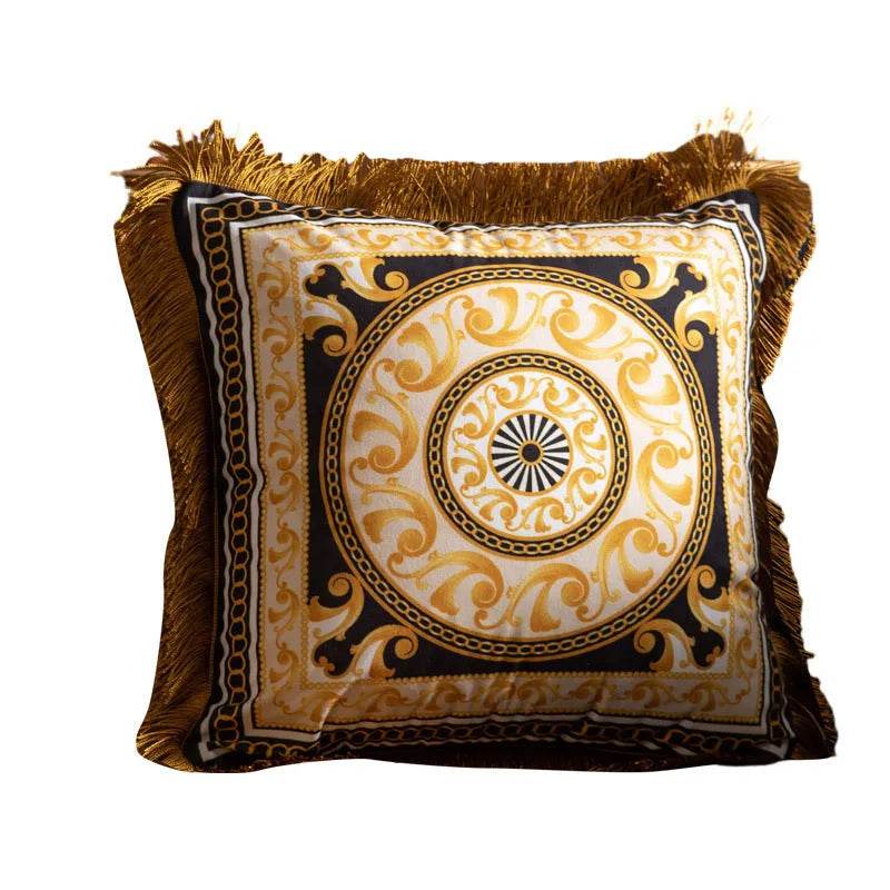Pillow Sofa High-grade Sense Tassel Light Luxury style-gold rimmed Pillows