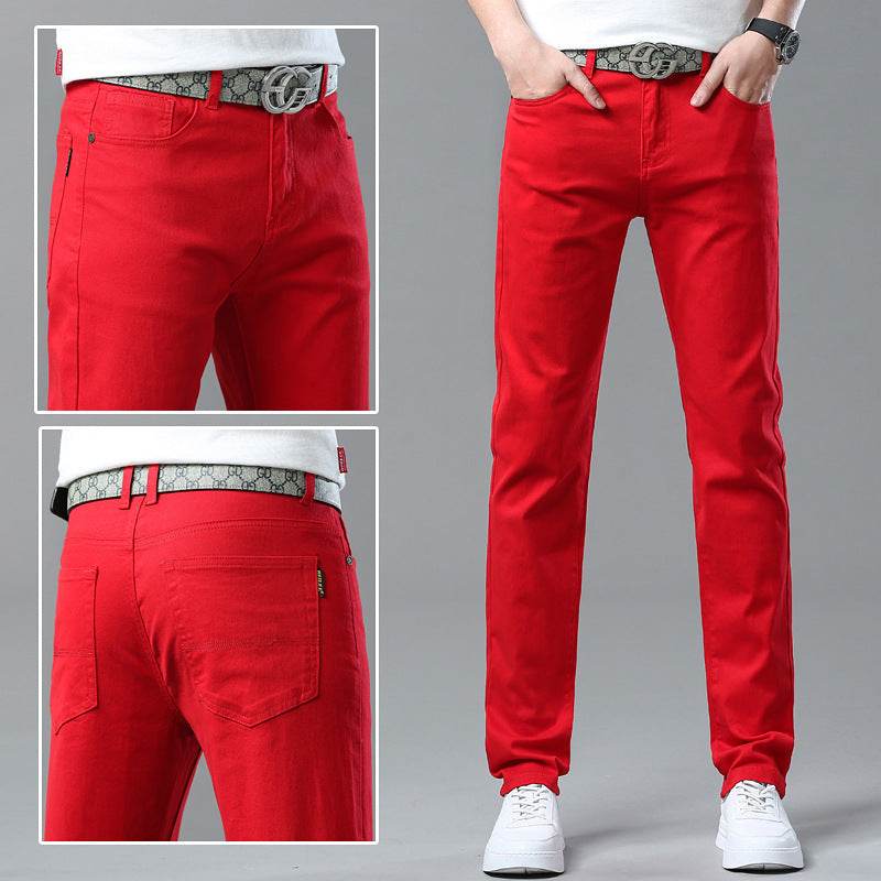 Men Fashion Brands Stretch Slim Fit Skinny Denim Pants jeans Trouser