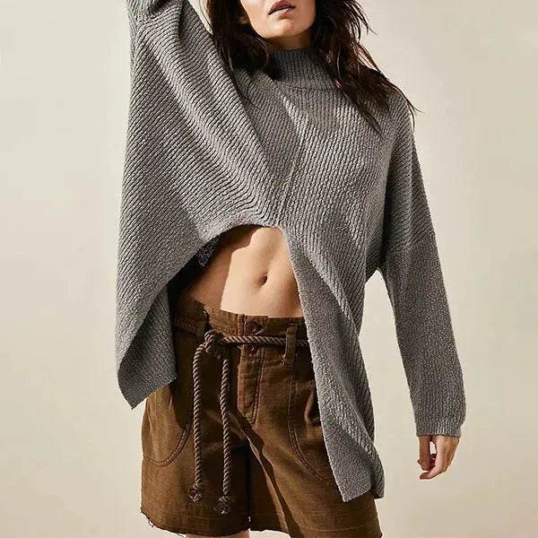 Stylish Cashmere Pullover Front Split Winter Tunic tops for Women