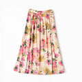 New Spring Summer Retro Pattern Midi Floral Pleated Skirt